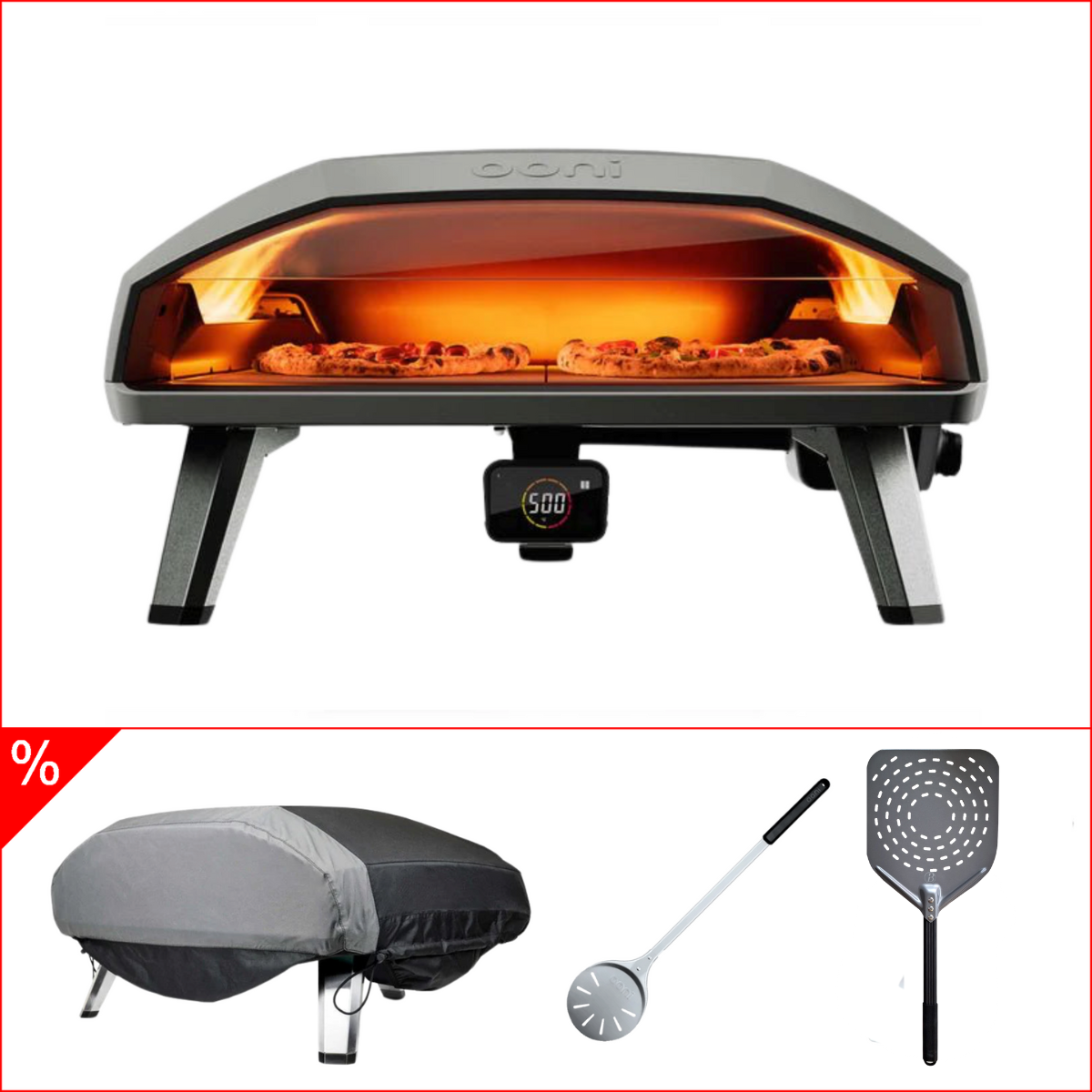 Ooni Koda 2 Max 2. Generation Vorteilsbundle inkl. Haube, Pizzawender und Pizzaschieber