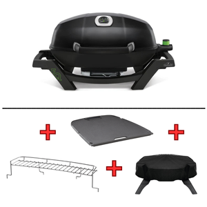 Napoleon TravelQ PRO285E, Elektrogrill BUNDLE inkl. Gussplatte, Abdeckhaube & Warmhalterost