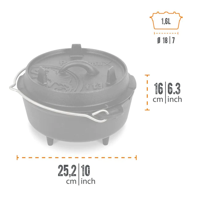 technische Daten zum Feuertopf ft3 mit Füßen von Petromax