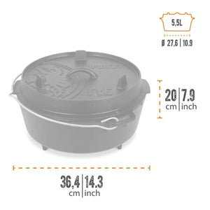 technische Daten Petromax Dutch Oven ft6, mit Füßen