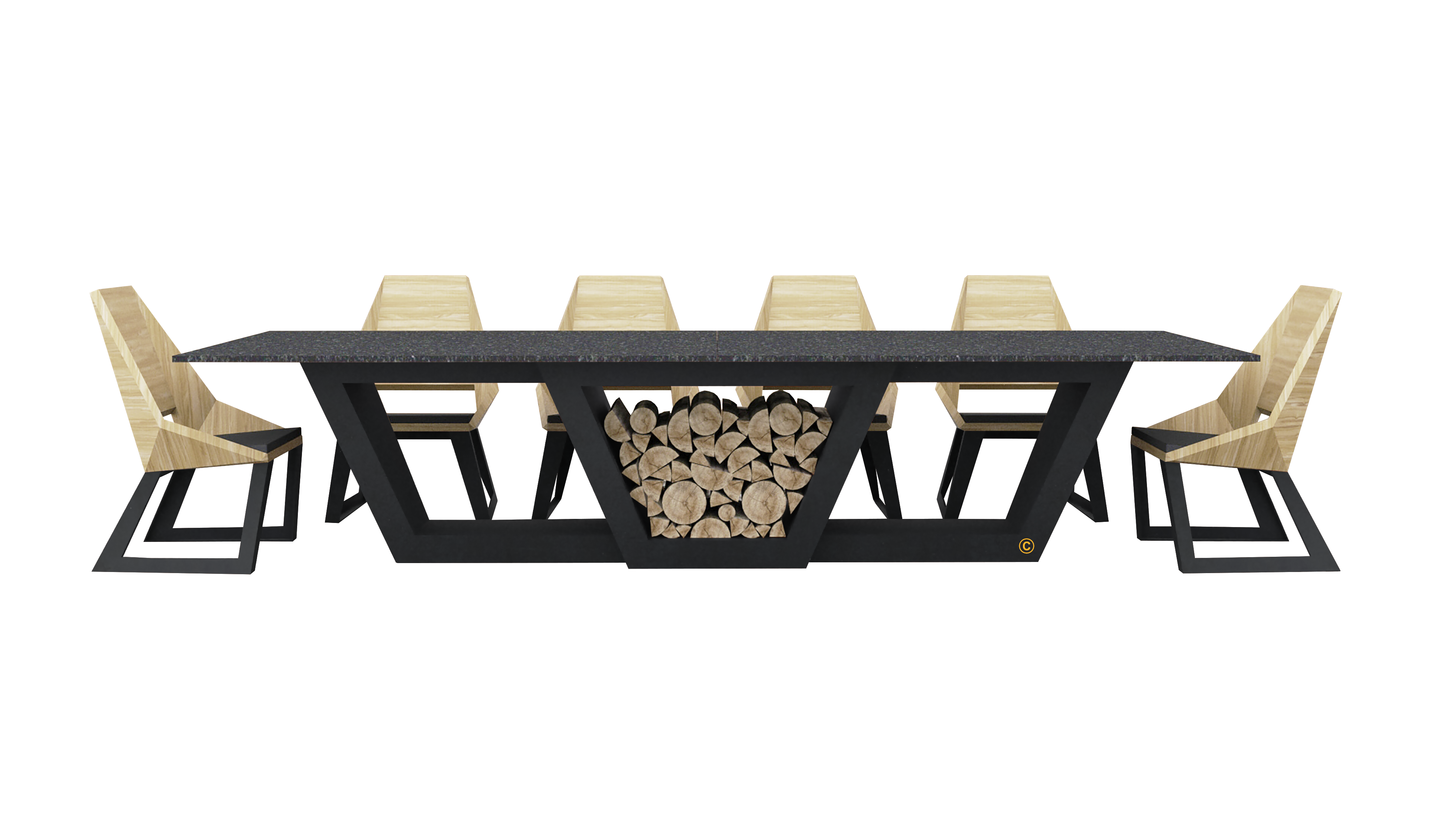 Quan Garden TABLE SET FOR 10 WITH GRILL CARBON