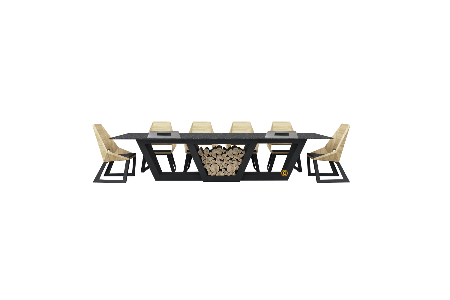 Quan Garden TABLE SET FOR 10 WITH GRILL CARBON