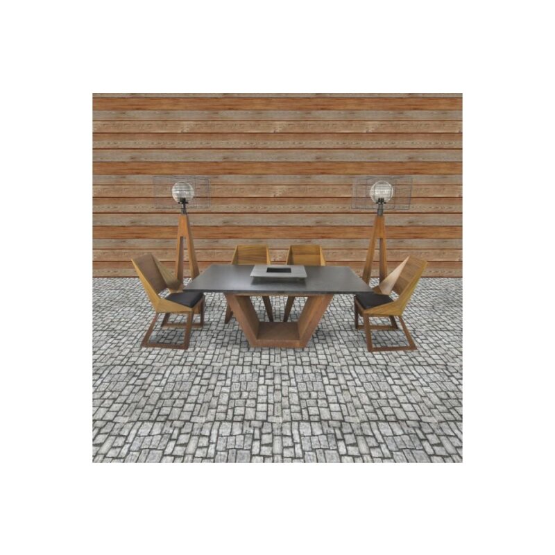 Quan Garden Table Set for 6 Corten with grill