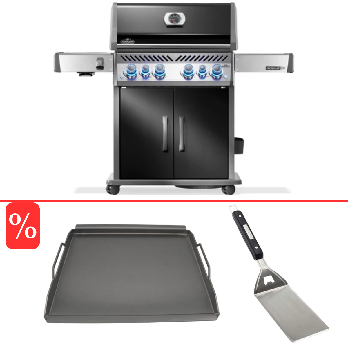 Napoleon Rogue PRO-S 525, Schwarz inkl. Fullsize Einsatzpfanne & Wender