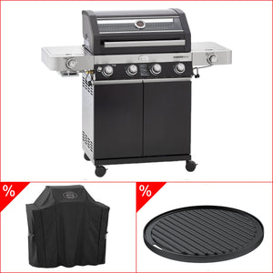 Rösle Gasgrill  VIDERO G4-S Vario + 50 mbar inkl. Abdeckhaube und Grillplatte rund
