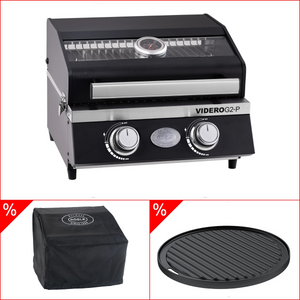 Rösle Gasgrill BBQ-Portable VIDERO G2-P 30mbar inklusive Abdeckhaube und Grillplatte, rund