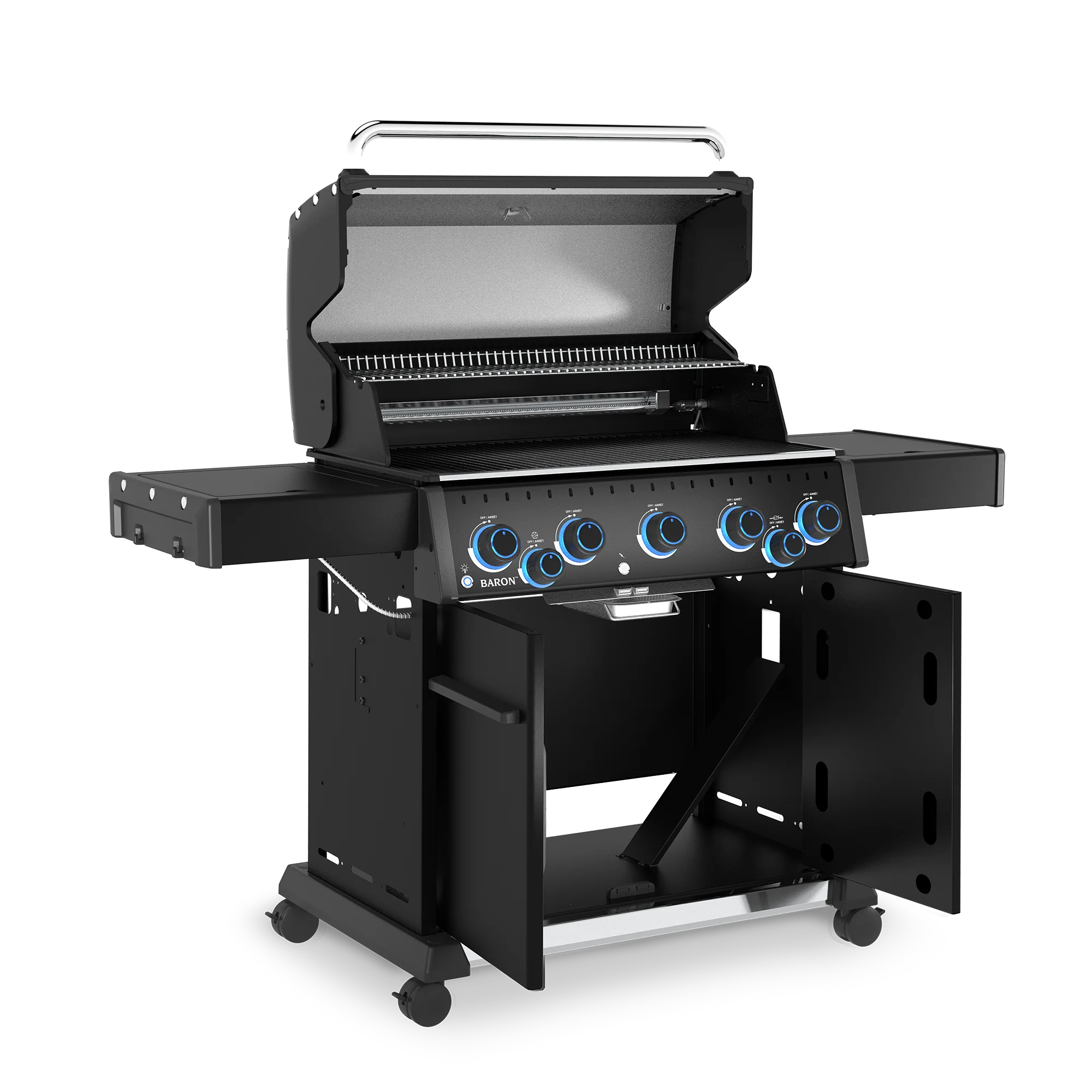 Broil King Baron 590 X Shadow inkl. Drehspieß - alle Türen und Deckel geöffnet